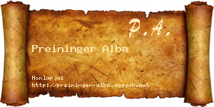 Preininger Alba névjegykártya